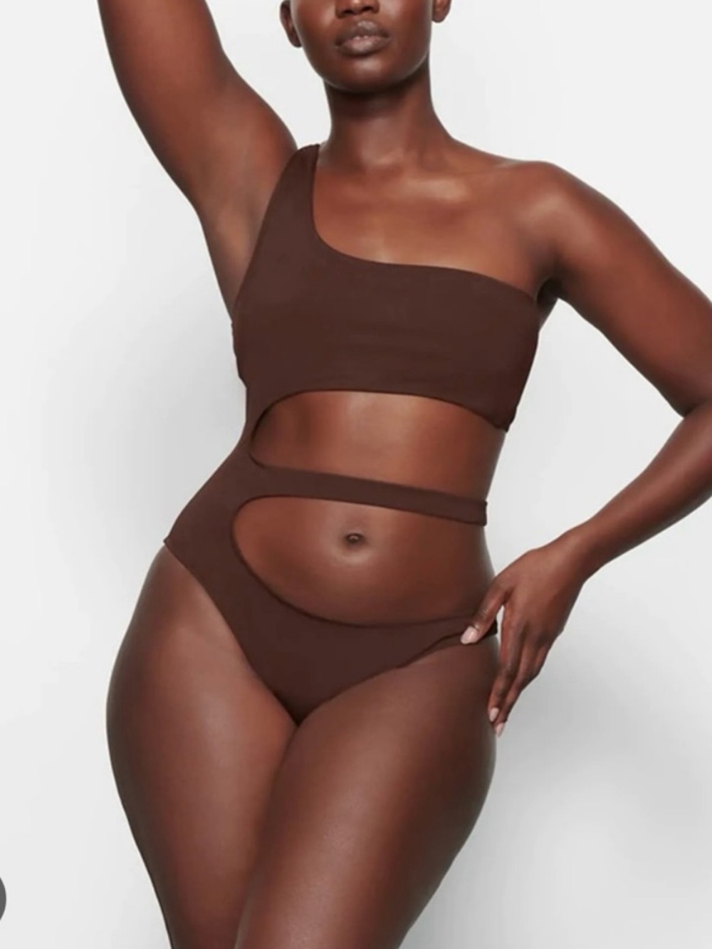Skims One-Shoulder Cocoa Cutout Monokini